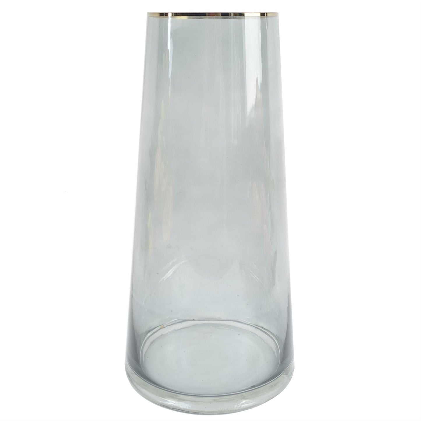 Elegant 28cm Gold Rim Smoke Grey Glass Vase – Perfect for Any Floral Display - plants - express.com