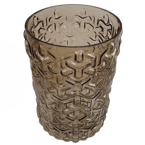 Elegant 29cm Embossed Chestnut Glass Vase with Gold Rim for Stunning Displays - plants - express.com