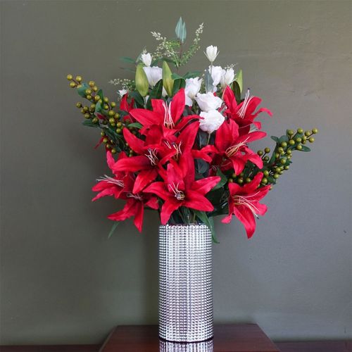 Elegant 30cm Silver Dot Glass Vase - Perfect for Florals & Décor - plants - express.com