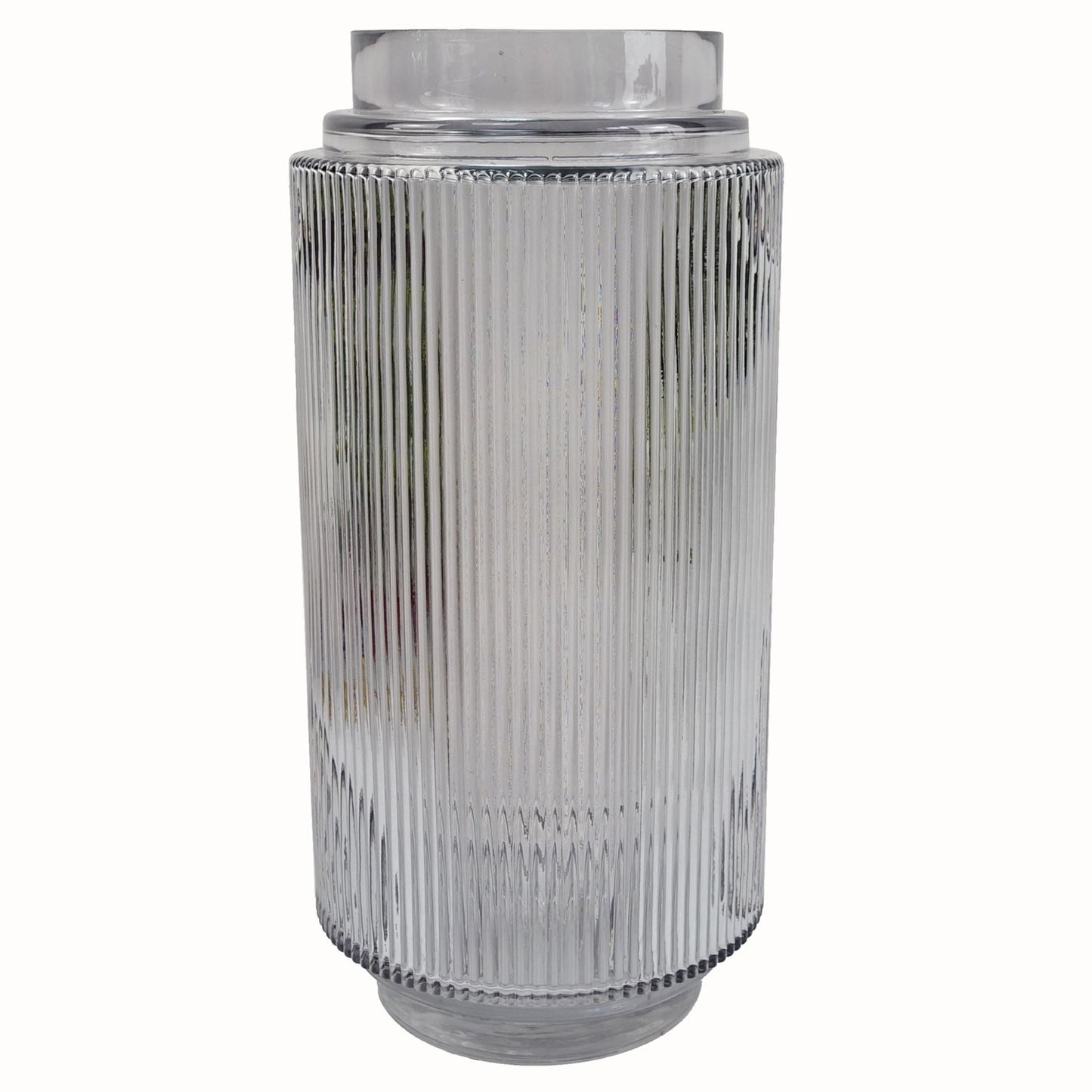 Elegant 31cm Clear Ridged Glass Vase - Perfect for Floral Displays - plants - express.com