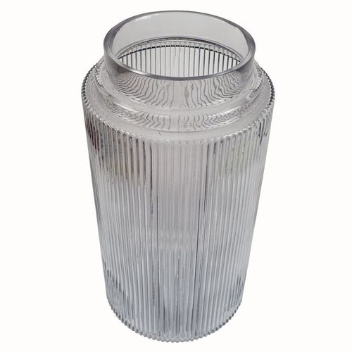 Elegant 31cm Clear Ridged Glass Vase - Perfect for Floral Displays - plants - express.com