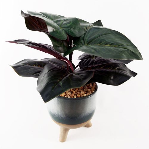 Elegant 35cm Artificial Ficus in Teal Ceramic Planter - Low Maintenance Delight! - plants - express.com