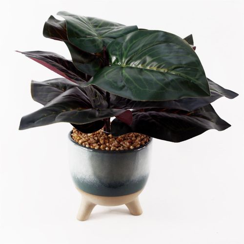 Elegant 35cm Artificial Ficus in Teal Ceramic Planter - Low Maintenance Delight! - plants - express.com