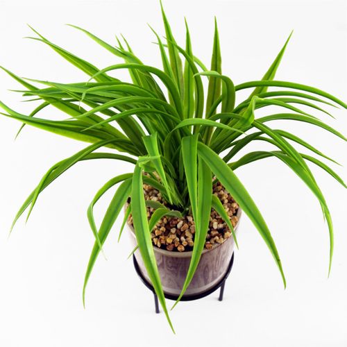 Elegant 35cm Faux Grass in Ceramic Planter with Stylish Metal Stand - plants - express.com
