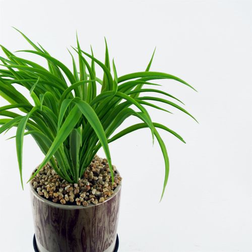 Elegant 35cm Faux Grass in Ceramic Planter with Stylish Metal Stand - plants - express.com