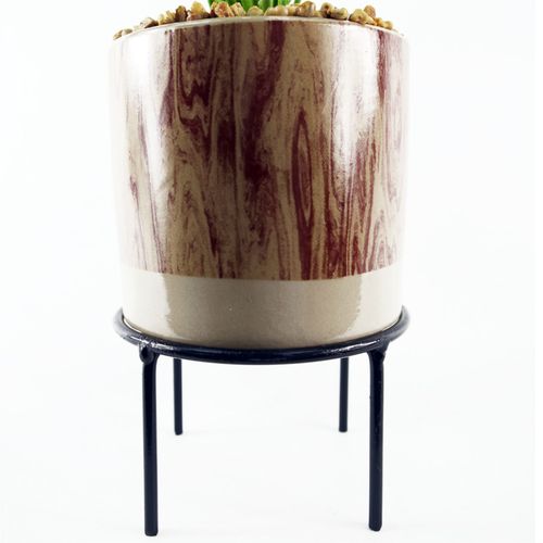 Elegant 35cm Faux Grass in Ceramic Planter with Stylish Metal Stand - plants - express.com