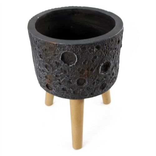 Elegant 35cm Lunar Black Planter - Luxury Hand - Finished Fibreglass Design - plants - express.com