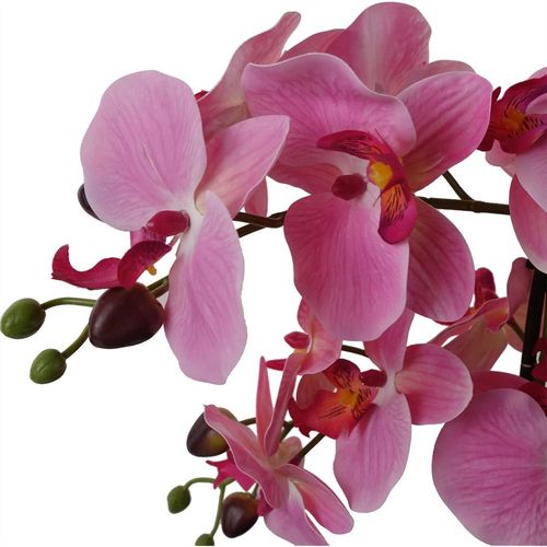 Elegant 50cm Pink Artificial Orchid in Luxurious Glass Planter - plants - express.com