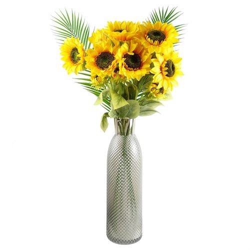 Elegant 50cm Smoke Grey Diamond Glass Vase - Perfect for Floral Arrangements - plants - express.com