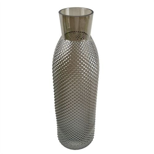 Elegant 50cm Smoke Grey Diamond Glass Vase - Perfect for Floral Displays - plants - express.com