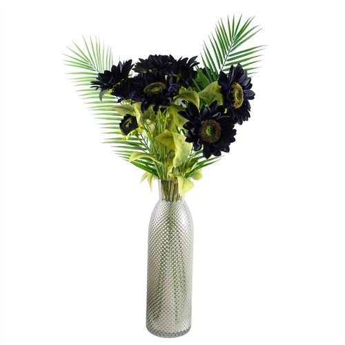 Elegant 50cm Smoke Grey Diamond Glass Vase - Perfect for Floral Displays - plants - express.com