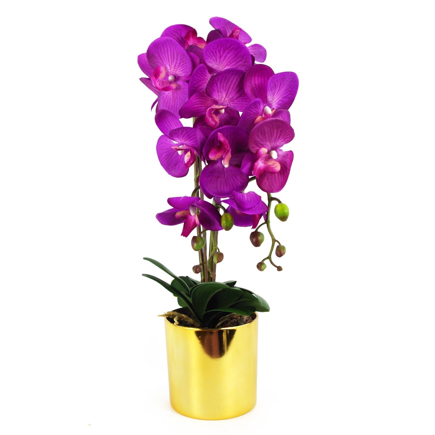 Elegant 52cm Purple & Gold Artificial Orchid - Real Touch Blooming Beauty - plants - express.com
