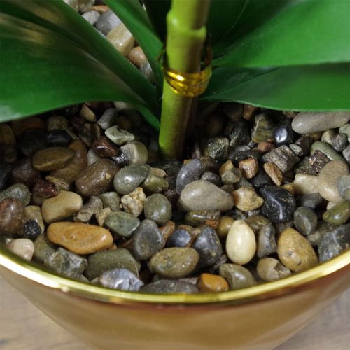 Elegant 52cm White & Gold Artificial Orchid - Luxe Real Touch Home Décor - plants - express.com