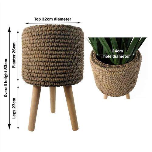 Elegant 53cm Seagrass - Style Large Fiberglass Planter - Perfect for Any Space! - plants - express.com