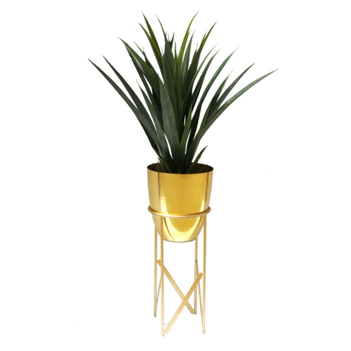 Elegant 55cm Gold Metal Planter with Stylish Matching Stand - Perfect for Any Plant - plants - express.com