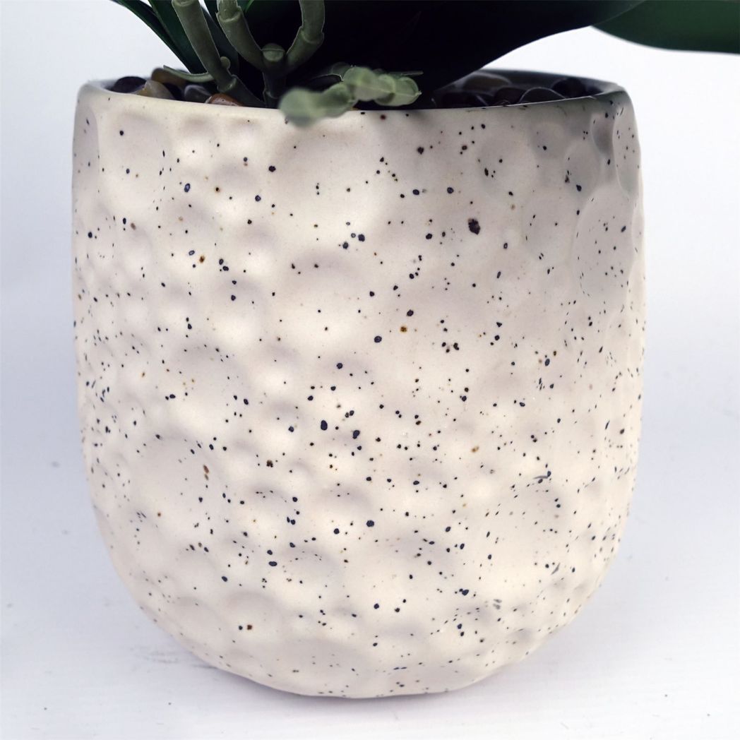 Elegant 60cm White Artificial Orchid in Stylish Ceramic Bubble Planter - plants - express.com