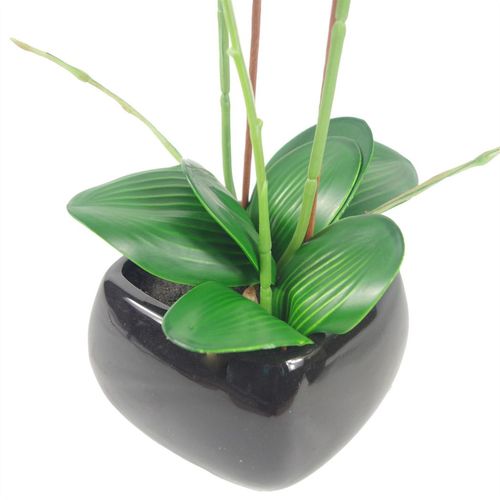 Elegant 70cm Light Pink Artificial Orchid in Black Ceramic Planter - plants - express.com