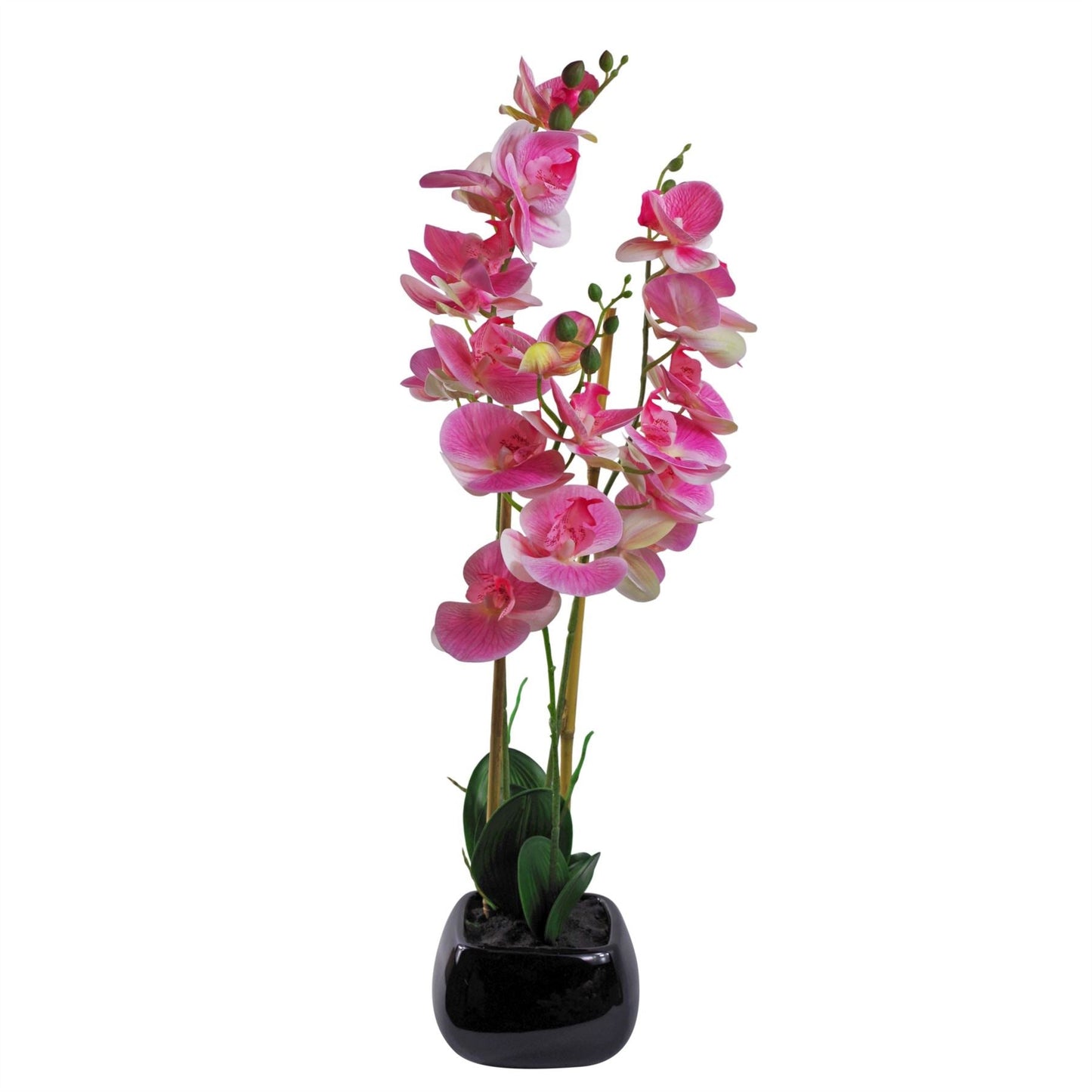 Elegant 70cm Light Pink Artificial Orchid in Black Ceramic Planter - plants - express.com