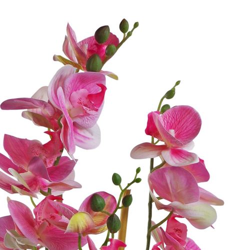 Elegant 70cm Light Pink Artificial Orchid in Black Ceramic Planter - plants - express.com