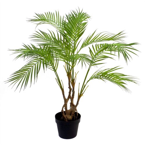 Elegant 90cm Artificial Areca Palm with Twisted Trunk & Stylish Copper Planter - plants - express.com