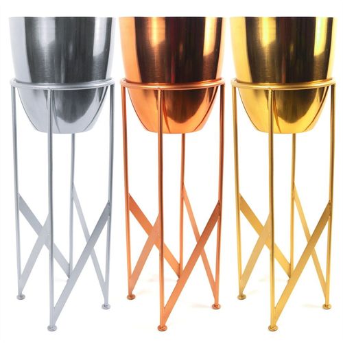 Elegant 90cm Gold Metal Planter with Lush Artificial Yukka Plant - plants - express.com