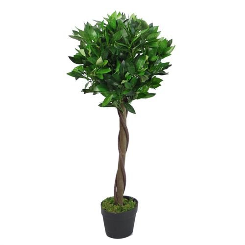 Elegant 90cm Twisted Stem Artificial Bay Laurel Topiary Ball Trees - Pair - plants - express.com