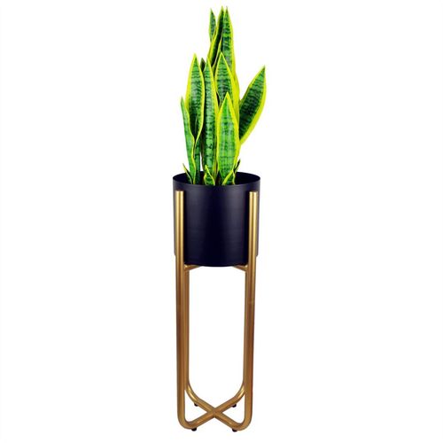 Elegant Gold Tall Plant Stand with Iridescent Rainbow Planter - 62cm x 18cm - plants - express.com