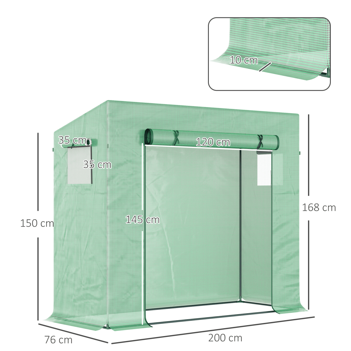 Garden Greenhouse Plant Cover, Windows & Zipper 198Lx77Wx149 - 168Hcm - plants - express.com