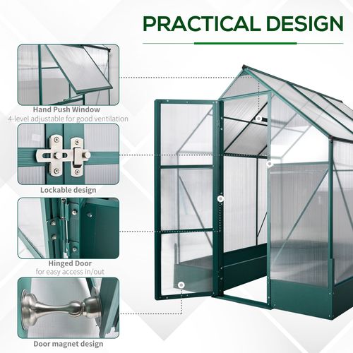 Garden Walk - In Aluminium Greenhouse with Polycarbonate & Plant Bed - plants - express.com