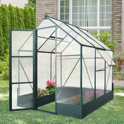 Garden Walk - In Aluminium Greenhouse with Polycarbonate & Plant Bed - plants - express.com