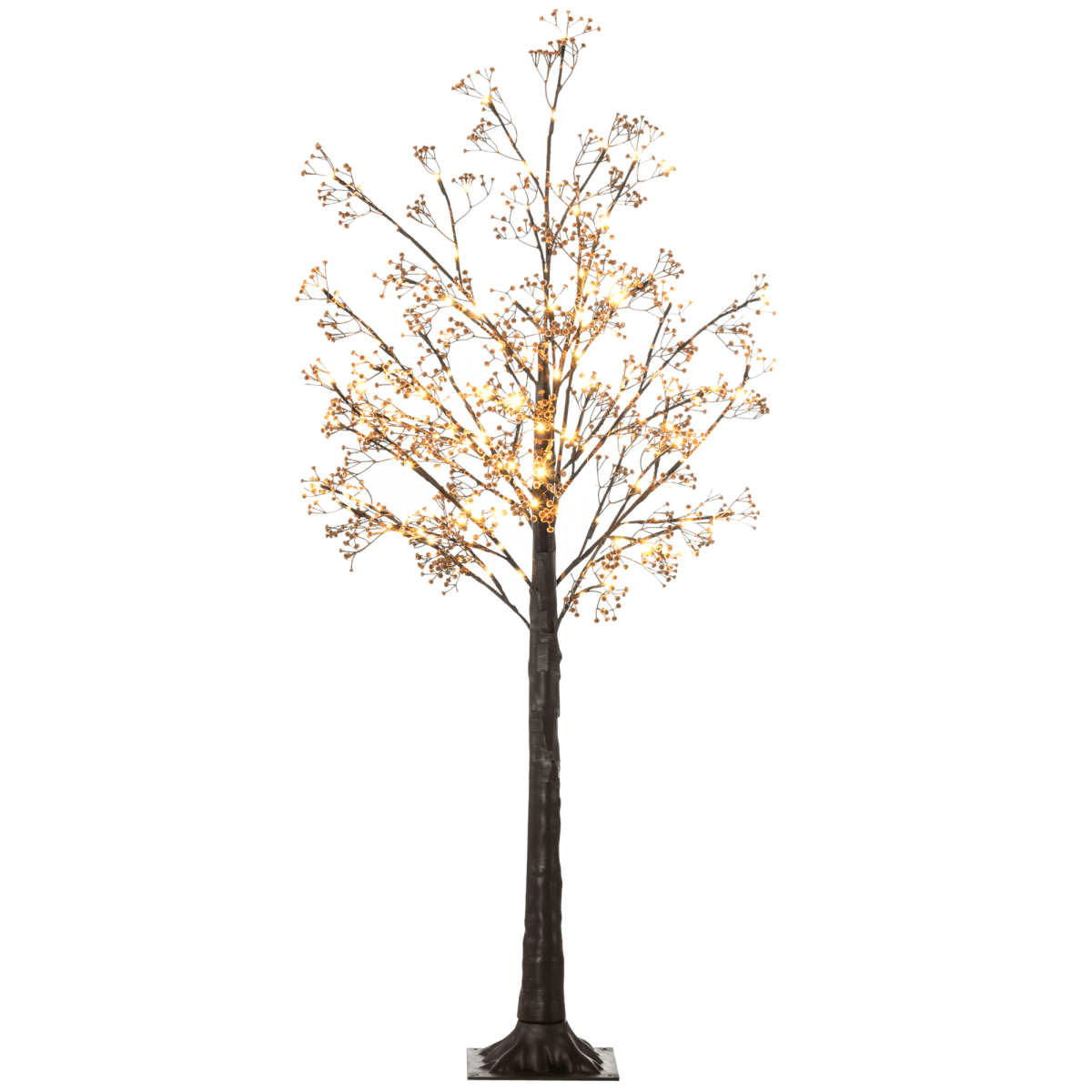 HOMCOM 5ft Artificial Tree with Warm White LED Lights, Baby Breath Flowers - plants - express.com
