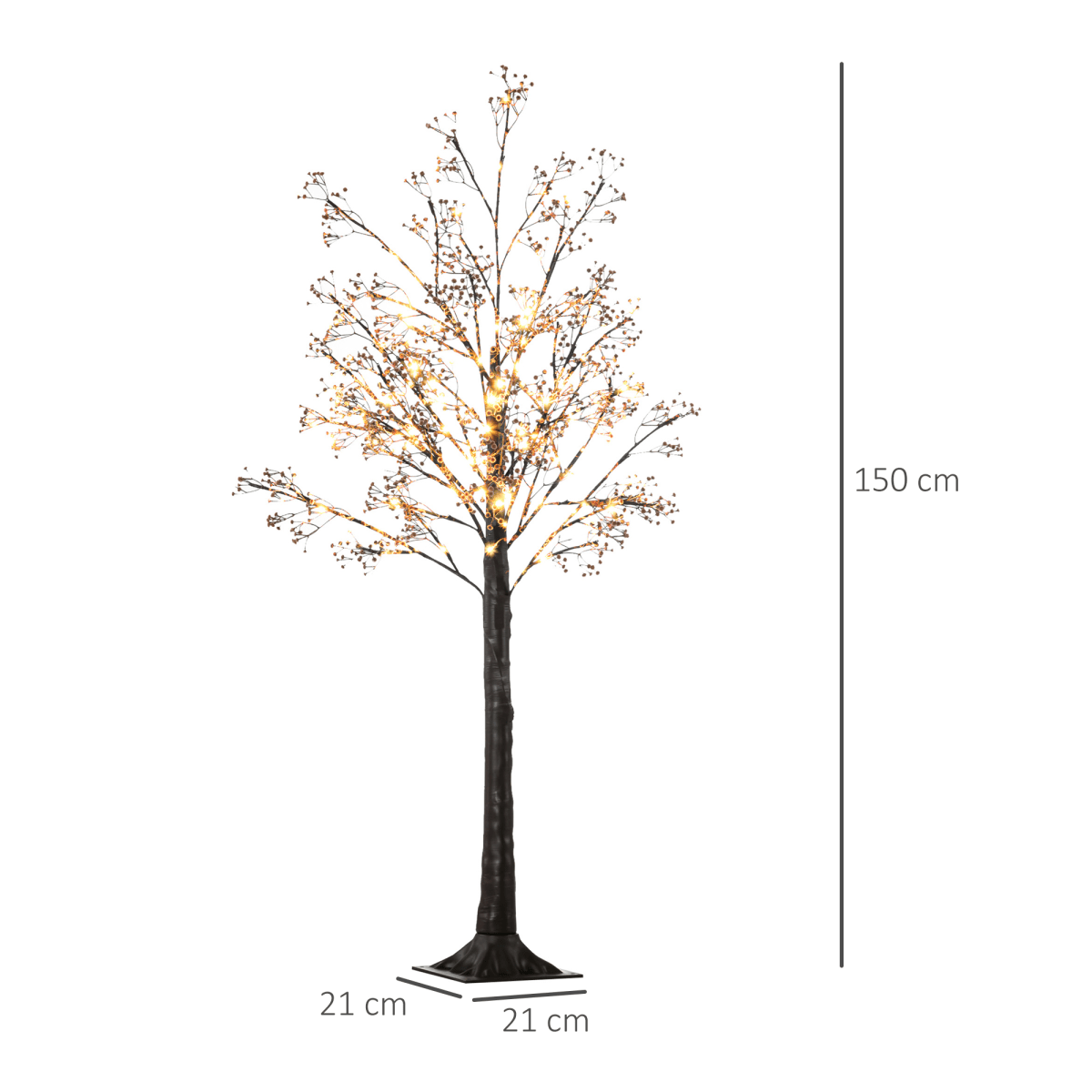 HOMCOM 5ft Artificial Tree with Warm White LED Lights, Baby Breath Flowers - plants - express.com
