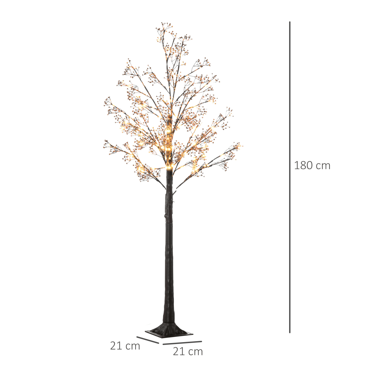 HOMCOM 6ft Artificial Tree with Warm White LED Lights, Baby Breath Flowers - plants - express.com