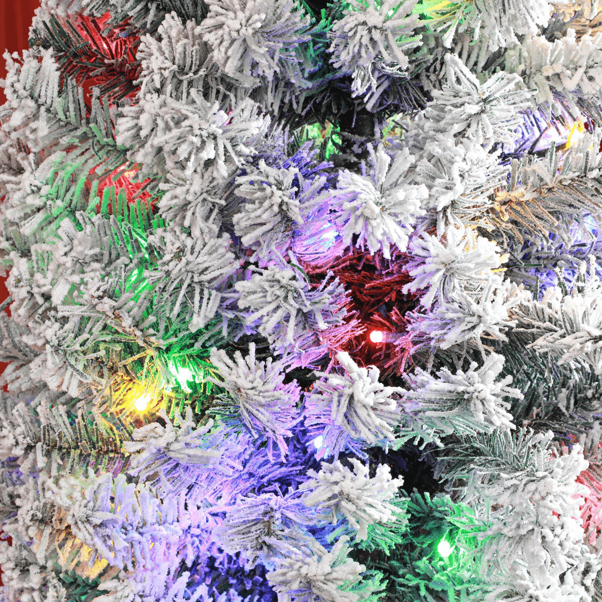 HOMCOM 7' Artificial Christmas Tree with Flocked Tips, LED Lights, Decoration - plants - express.com