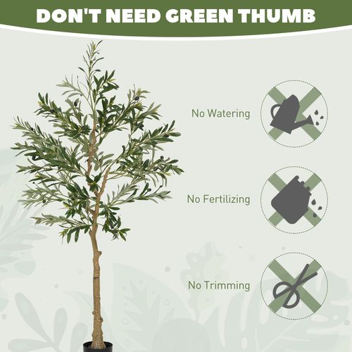 HOMCOM Lifelike Silk Olive Tree - Stunning Indoor Faux Plant, 150cm - plants - express.com