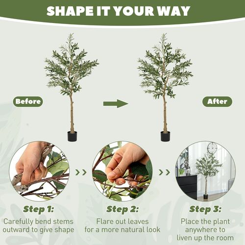 HOMCOM Lifelike Silk Olive Tree - Stunning Indoor Faux Plant, 150cm - plants - express.com