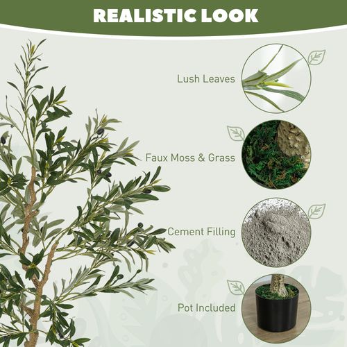 HOMCOM Lifelike Silk Olive Tree - Stunning Indoor Faux Plant, 150cm - plants - express.com