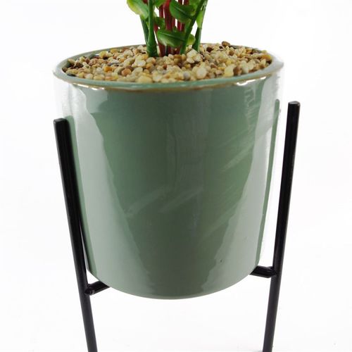 Luxurious 40cm Artificial Fern in Ceramic Planter & Stylish Metal Stand - plants - express.com
