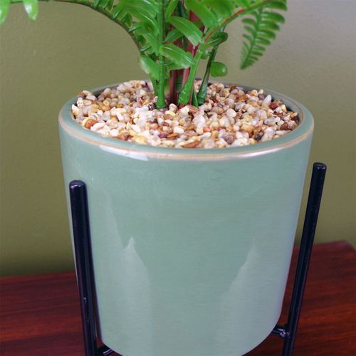Luxurious 40cm Artificial Fern in Ceramic Planter & Stylish Metal Stand - plants - express.com
