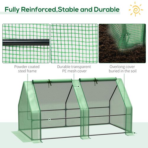 Mini Greenhouse with Steel Frame & PE Cover – 180 x 90 x 90cm - plants - express.com