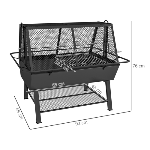 Outsunny 3 - in - 1 Outdoor BBQ Grill, Rotisserie & Fire Pit for Ultimate Cookouts - plants - express.com