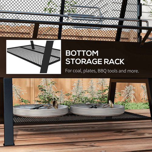Outsunny 3 - in - 1 Outdoor BBQ Grill, Rotisserie & Fire Pit for Ultimate Cookouts - plants - express.com