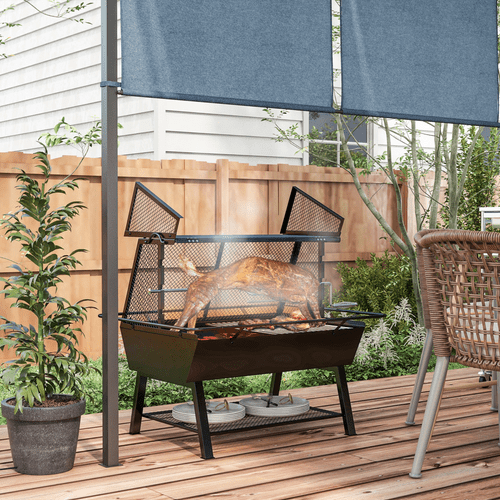 Outsunny 3 - in - 1 Outdoor BBQ Grill, Rotisserie & Fire Pit for Ultimate Cookouts - plants - express.com