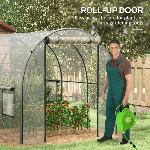Outsunny 3x2m Polytunnel Greenhouse - Year - Round Growth with Steel Frame & Ventilation - plants - express.com