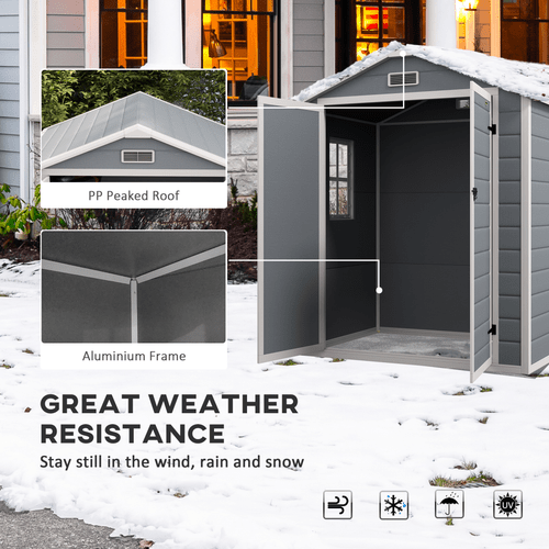 Outsunny 6'x4.5' Lockable Garden Shed - Waterproof Plastic Tool Storage! - plants - express.com