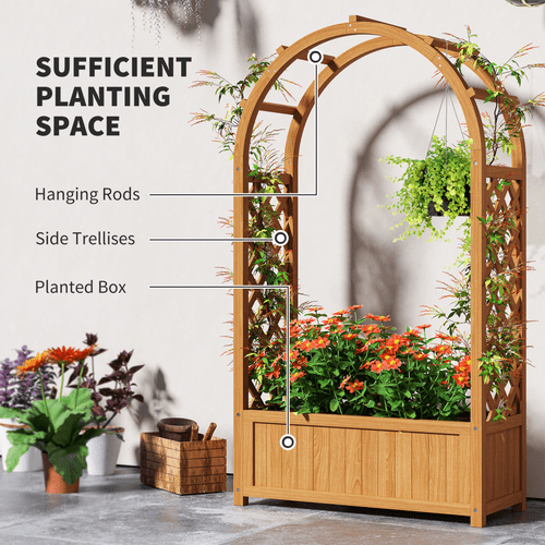 Outsunny Elevated Wooden Garden Bed with Trellis - Perfect for Climbing Plants! - plants - express.com