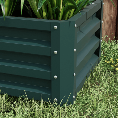 Outsunny Galvanized Steel Raised Planter Box Set - Rustic Outdoor Garden Duo - plants - express.com