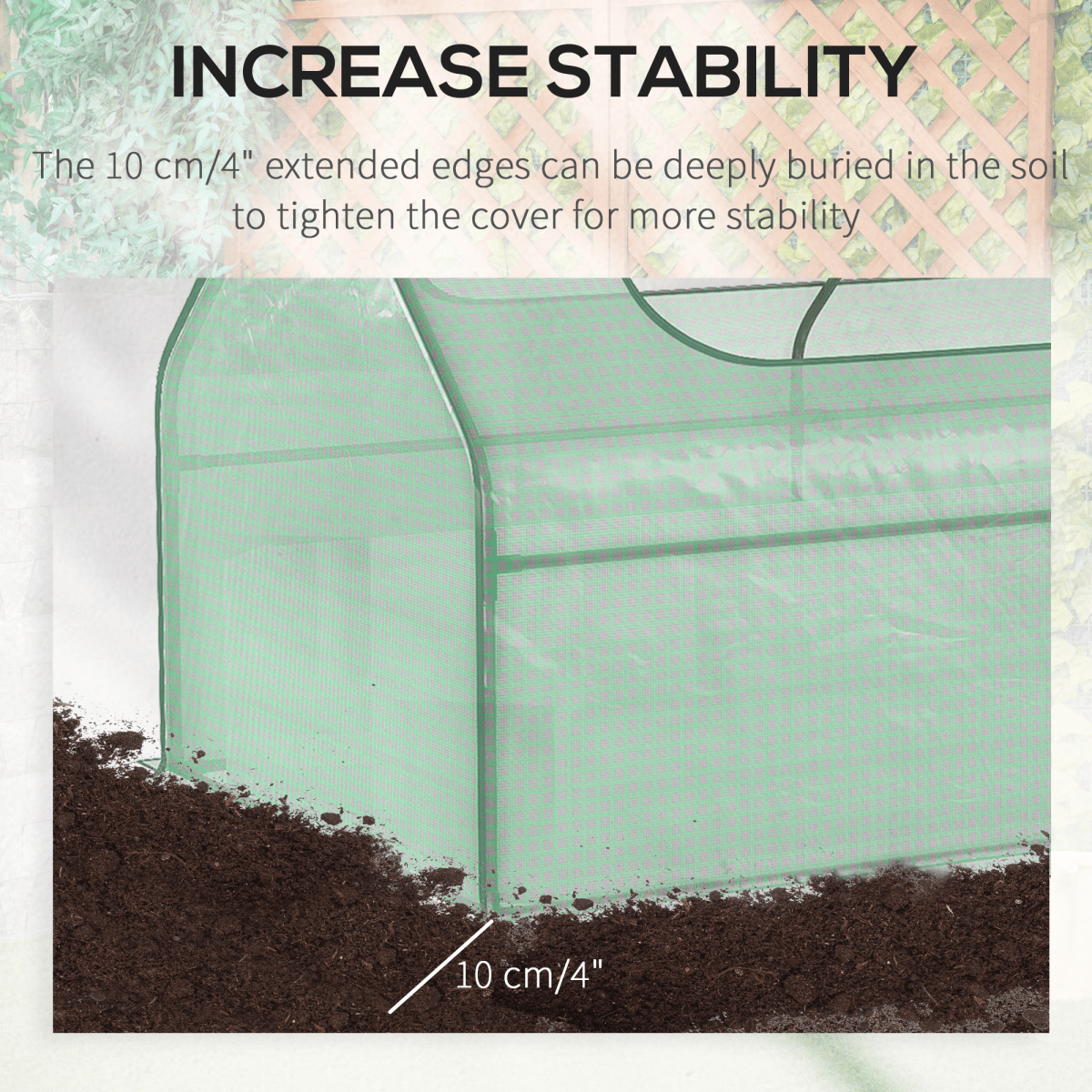 Outsunny Raised Garden Bed Planter Box with Greenhouse, Large Window, Green - plants - express.com