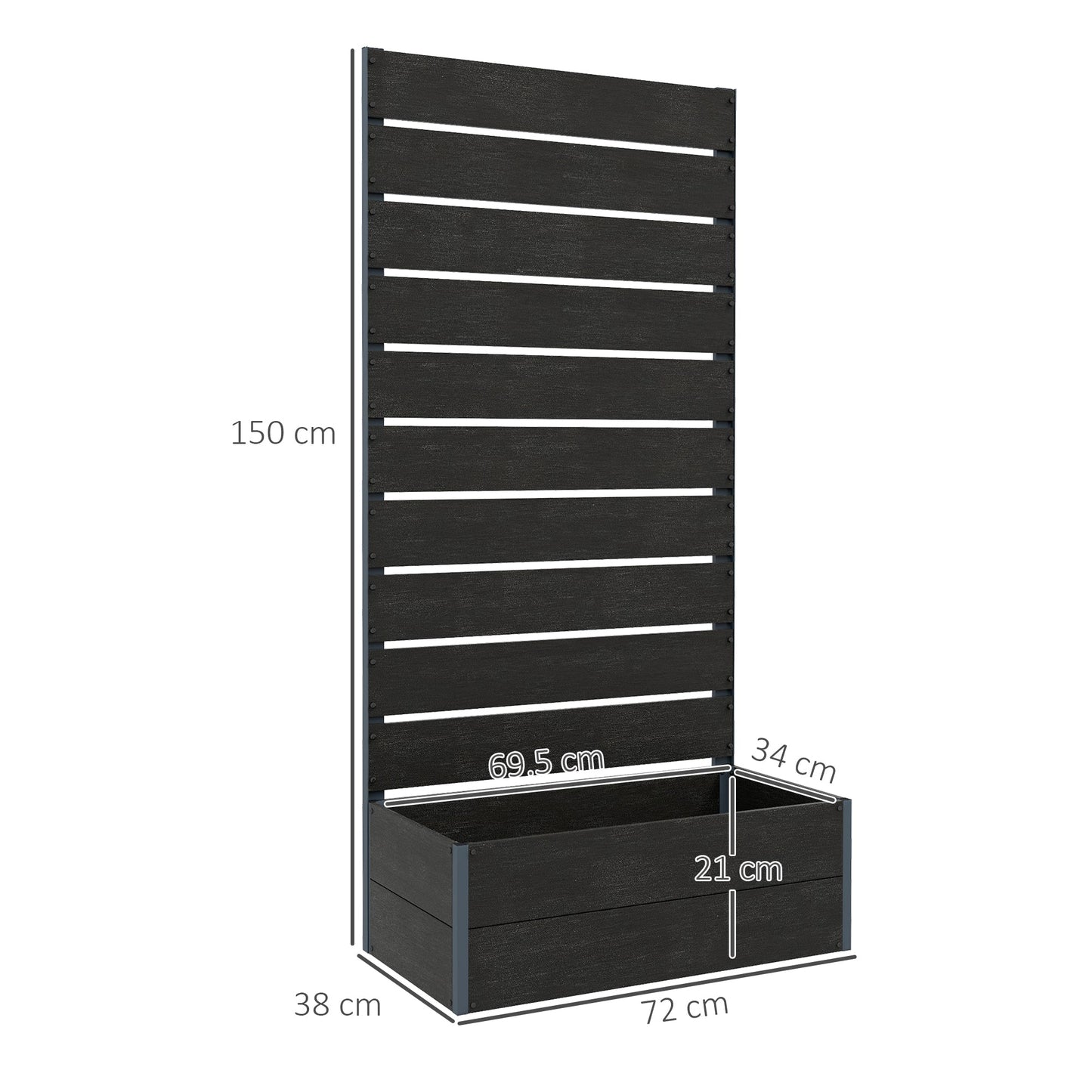 Outsunny Raised Garden Bed with Trellis and Drainage Hole, Planter Box Black - plants - express.com