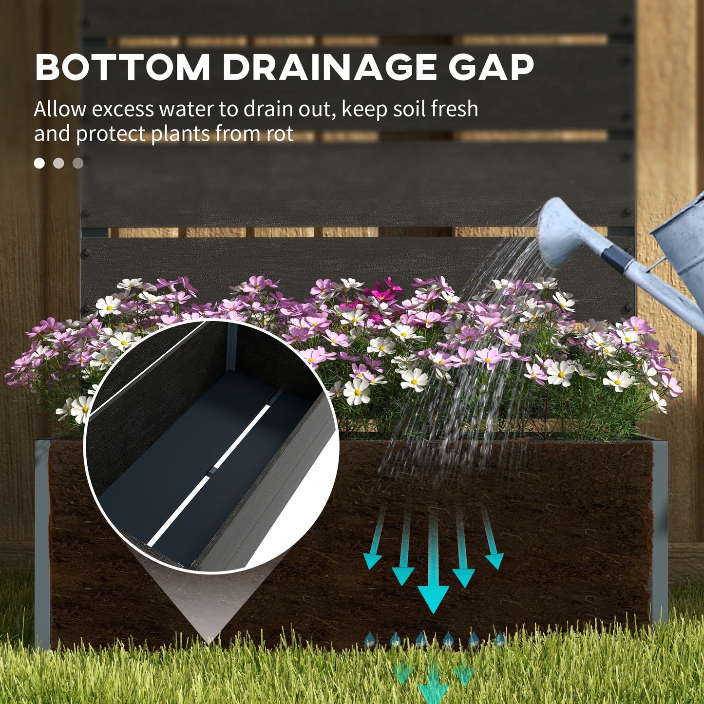 Outsunny Raised Garden Bed with Trellis and Drainage Hole, Planter Box Black - plants - express.com